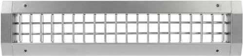 Repa Market Rejilla de Escape de Aire de 17 x 3 Pulgadas para Conductos Redondos - 2 Lamas Ajustables - Cubierta de Ventilación de Suministro de Aire Galvanizada - Ajuste Lateral para Conductos de