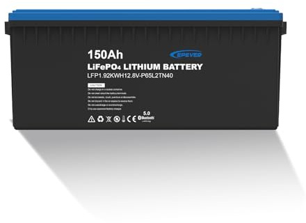 EPEVER Lithium LiFePO4 Batterie 12,8V, 150Ah mit integriertem BMS und APP, Selbstheizung unter 0°C, A-Klasse LiFePO4-Zellen, Geeignet für Wohnmobile, Boote, Camping, Wohnwagen, Energiespeicher