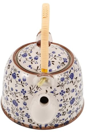 Cabilock Tetera Esmaltada Vintage 1000 Ml Asa Práctica Tetera Pequeña Para Té a Granel Diseño Retro Para Hogar Oficina y Salón De Té Funcional y Portátil
