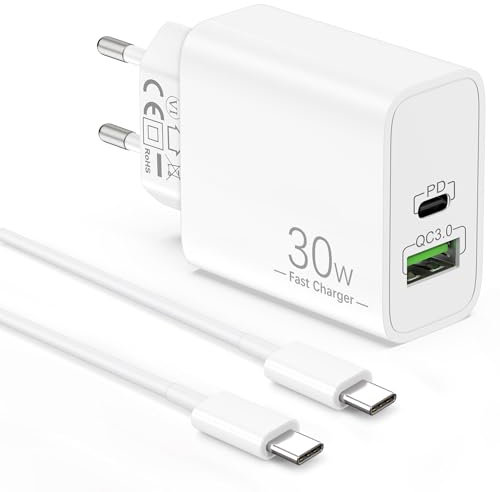 30W Rapide Chargeur pour iPhone 17 Air 16 16e 15 Pro Max Plus, iPad Pro/Air, iPad A16/10eme/11eme Generation, Accessoire USBC Prise Alimentation Secteur Adaptateur Fast Charger + 60W 2M Cable
