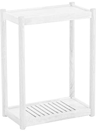 Soporte de madera maciza para CPU de 2 niveles con ruedas giratorias invisibles, soporte de torre de PC para oficina en casa, soporte de caja principal de computadora blanca pequeña