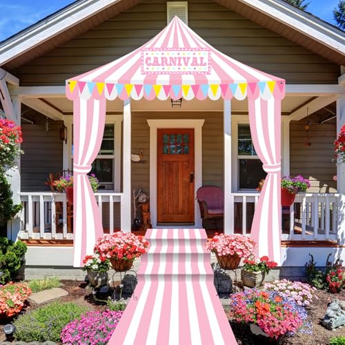 Fanfanwin 4 Pcs Carnival Circus Tent Decorations Carnival Entryway Door Party Decor Awning Hanging Banner Aisle Runners Supply for Circus Theme Birthday Celebration(Exquisite)