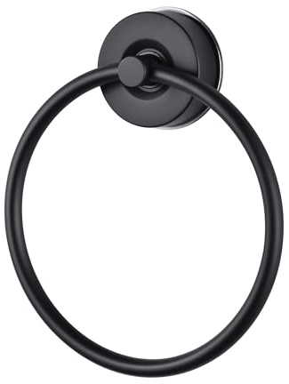 YOHOM Porta asciugamani ad anello per bagno a parete con ventosa portasciugamani a ventosa (nero, 1 pz)