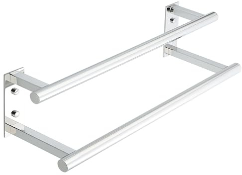 Mooche Chrome Towel Rail Wall Mounted,Bathroom Towel Holder Double Towel Rack for Bathroom,SUS304 Stainless Steel 400MM Towel Shelf Double Towel Bars for Hotel,Kitchen,Drawing Room,Toilet