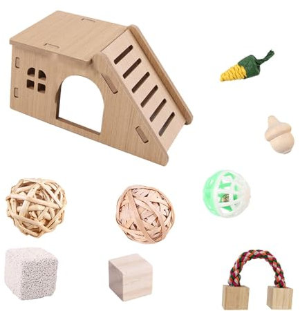 MagiDeal Château en Bois pour Cochon d'Inde, Habitat, Jouet d'extérieur pour Hamster, Maison en Bois pour Hamster, Gerbille, hérisson,