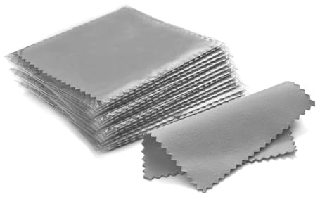 ewelry Cleaning Cloth, Paquete de 10 paños de microfibra for limpiar joyas, multicolor, 8 x 8 cm, for plata y oro.(Grey)