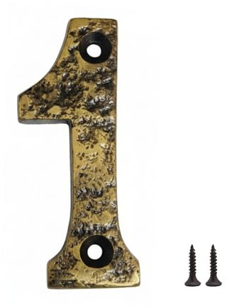 Numero Civico Esterno in Metallo con Viti – Numeri Civici da Esterno Resistenti, Targhetta per Casa e Portone, Numeri Civici Esterni Design Vintage 1