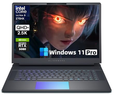 Alienware 16 Area-51 Gaming Lapto, Intel Ultra 9 275HX(upp till 5,4 GHz), GeForce RTX 5080, 16 tum QHD+ 240Hz, bakgrundsbelyst tangentbord, 16 GB GDDR7, Wins 11 Pro, Win 11 Pro, WiFi 7 (32 GB DDR5 | 1