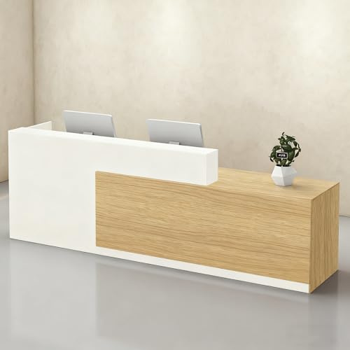 CCUKTFN Empfangstheke mit Schublade und offenen Ablagen, Moderne Rezeptionstheke 100–240 cm für Büro, Geschäft, Friseursalon, Studio oder Empfangsbereich
