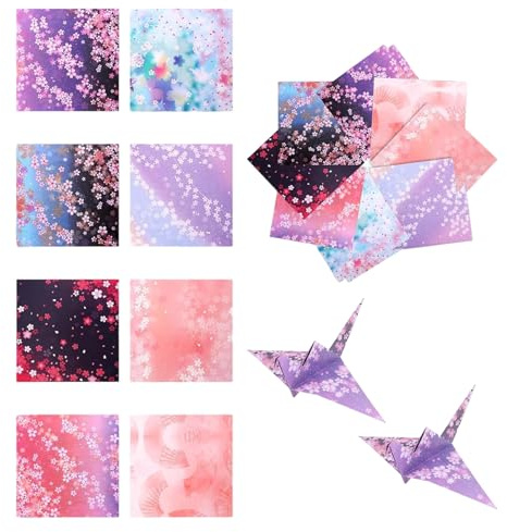 120 Fogli di Carta per origami 15 x 15 cm Origami con Motivo A Fiori di Ciliegio carta origami colorata double face per fai da te e progetti artigianali