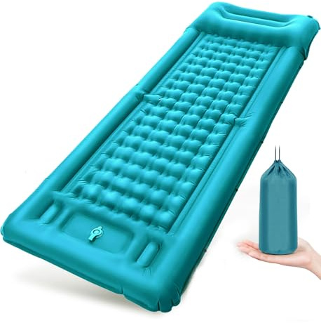NatuVort Colchón Hinchable 12CM Esterilla Camping Autoinflable, Colchoneta Camping con Almohada Colchoneta Autoinflable para Campin g, Senderismo, Playa, Tienda de Campaña,Azul Pavo