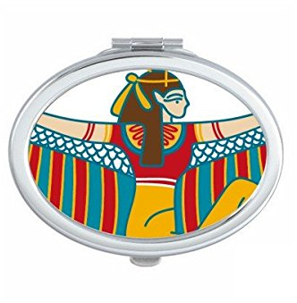 DIYthinker Das alte Ägypten Abstrakte dekorative Muster-Opfer-Fliegen-Göttin-Kunst-Muster Oval Compact Make-up Taschenspiegel Tragbare Nette kleine Handspiegel