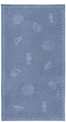 Seahorse, Strandtuch, Shells, Handtuch groß, Strandlaken, Badetuch, Baumwolle, Denim