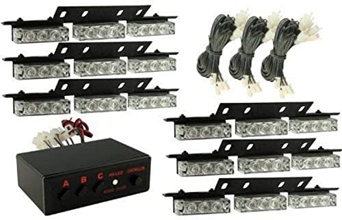 Anzene 54 LED Lumière Stroboscopique Clignotant Stroboscopique Lumières Stroboscopique Véhicule D'urgence pour Pare-brise Dash Grille(bleu/blanc)