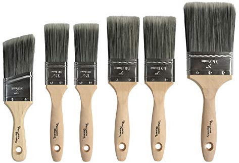 PD Professional Paint Brush Set 6 Piece Precision Defined Heavy-Duty, Paint Brushes for Walls with SRT PET Bristles and Natural Birch Handles, Paintbrushes with Comfortable Grip