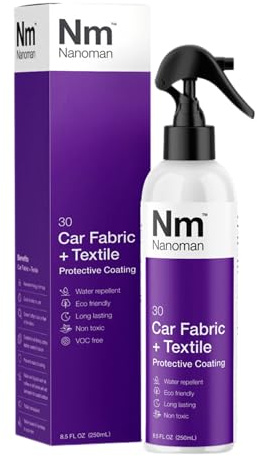 Nanoman Nano-Technology - Protector hidrófobo impermeable para el cuidado de la tapicería y la tapicería del coche (250 ml) para telas interiores de automóviles, asientos, alfombras y alfombrillas de