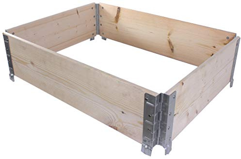 BigDean Palettenrahmen für Hochbeet 80 x 60 x 20 cm Holzrahmen faltbar | halbe Europaletten Größe, faltbar, steckbar, stapelbar - ideal für Pflanzen, Blumen, Obst, Gemüse & Kräuter