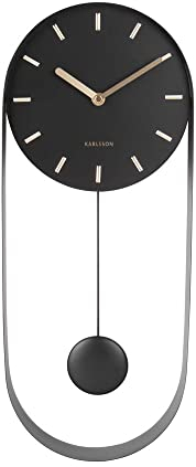 Karlsson Wanduhr Pendulum Charm - Schwarz - 50x20x4,8cm - Rund - Stahl - Wanduhr Modern Wohnzimmer - Wanduhren
