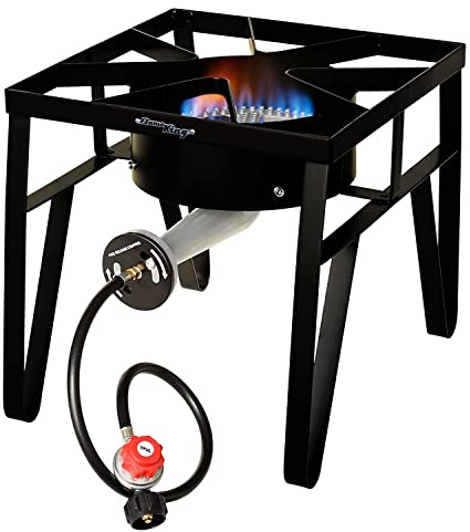 Flame King Poêle d'extérieur robuste 200 K BTU, 0 à 20 psi, brûleur unique au gaz propane, cuisinière d'extérieur pour brassage maison, friture de dinde, préparation au sirop d'érable, cuisine cajun,