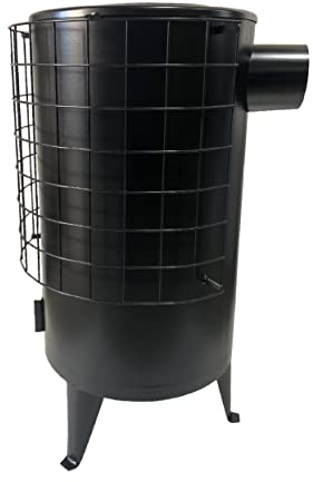 FERRETERIA LEPANTO Estufa de leña redonda Grande chapa Negra para leña potencia 6,7kw