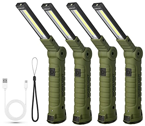 Suranew Torcia LED Lampada da Lavoro Ricaricabile USB lampada magnetica COB Lampade di Ispezione 5 modalità lampada e Gancio per Auto/Campeggio/BBQ/Home e di Emergenza