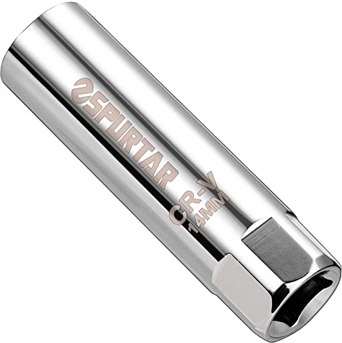 Spurtar 14-mm-Zündkerzensteckschlüssel, 3/8-Zoll-Antrieb, dünnwandiger magnetischer Zündkerzensteckschlüssel – 12-Punkt-Design