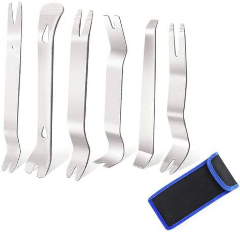 Juego de 6 cuñas y herramientas de palanca para molduras de coche, de acero inoxidable, resistente, herramientas de desmontaje para coche, herramienta de revestimiento, herramienta de revestimiento de