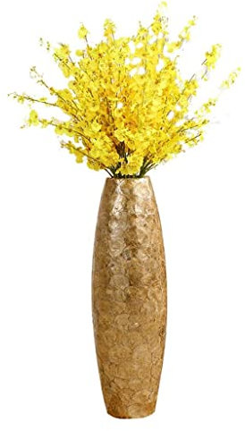 HRTC Bodenhohe, Goldfarbene Vase mit künstlichen Orchideen, Moderne Kunstorchideen, künstliche Ornamente, künstliche Blumen, authentische Note mit Stielen