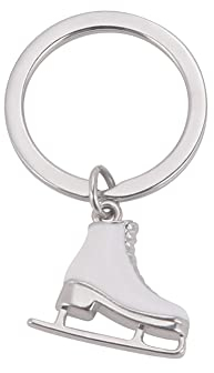 TEAMER 3D Türkis Kristall Schlittschuh Schlüsselanhänger Eiskunstlauf Schlüsselanhänger Skater Schlüsselanhänger Schmuck für Frauen, Weiße Emaille-r, 22*23mm