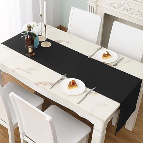LivinEase Tischläufer 42 x 150 cm - Schwarz, Baumwollmischung, 250 g/m² - Ideal für Weihnachtstisch für 4-6 Personen - Modern (Schwarz)