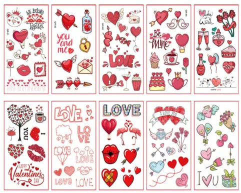 10 Feuilles de Tatouage Ephemere Femme,Faux Tatouage Imperméables Tatouages Temporaires Imperméables Minuscules pour Enfants Adultes Hommes et Femmes Temporäre Tattoos