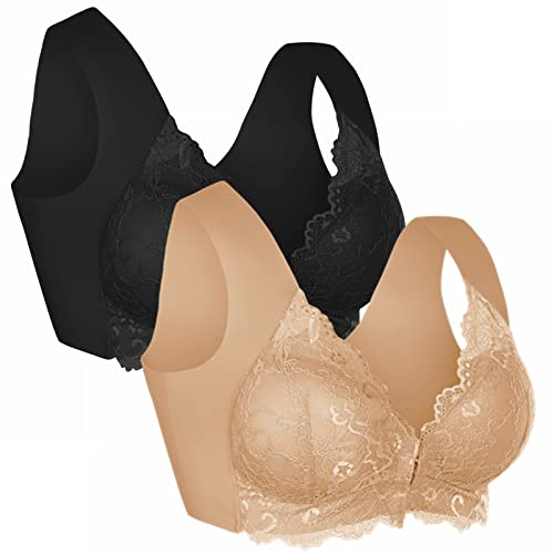 CLOUSPO Women Front Fastening Bra Post Surgery Everyday Daily Wireless Bra Comfortable Zero Feel Yoga Bras