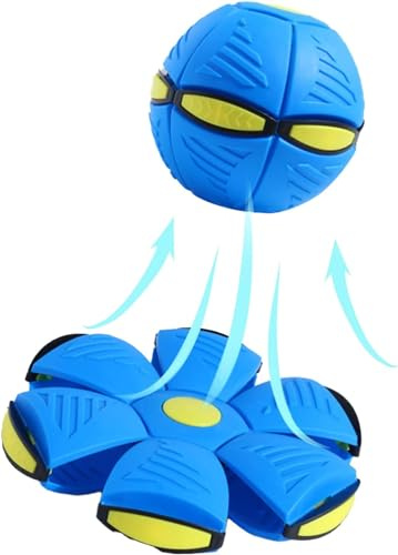 AIWEIYER Juguete para Mascotas, Bola de platillo Volador, Juguete para Perros, deformación de pies, Bola de ventilación emisora de luz para Perros, Adultos y Gatos (Azul, sin Luces)