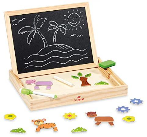 Dal Negro - La mia lavagna learn & play - Doppia lavagna in legno completa di magneti, gessetti, pennarello e cancellino. Adatto per bambini adatto ai bambini dai 4 anni in su.