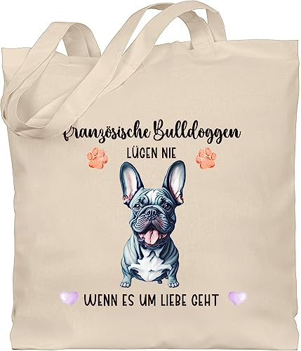 Geschenk mit Namen personalisiert by Shirtracer - Baumwolltasche - Hunde - Französische Bulldogge - Geschenk Hundebesitzern