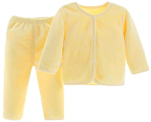 Barrageon Bambino Abbigliamento Casa 0-3T Infante Notte Flanella Pigiama Bambini Biancheria da Notte Unisex Indumenti Sleepwear (Giallo-80)