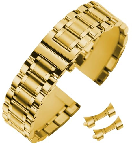 Niziruoup 20mm Stainless Steel Watch Band Universal Metal Watch Strap Smartwatch Replacement Band Men Women fit Most Traditional Watches, Stainless Steel, Gold