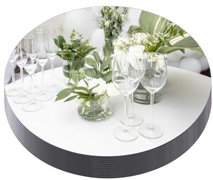 Mymonfif 12 Mirror Centerpieces, Set of 12 Round Mirrors for Centerpieces, 2mm Glass Mirror Plates, Mirror Tray, for Wedding Table, Party Decorations, Candle Plate Set, Craft, Christmas Decorations