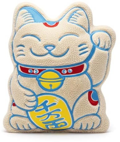 CoolChange Glückskatzen Kuschel Kissen | Maneki Neko Sofakissen | Winkekatze Dekokissen | 38x45cm