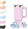 WATERSY 40oz Kaffeebecher to Go Thermobecher Doppelwandiger Edelstahl Vakuum Auslaufsicher Trinkbecher mit Griff und Strohhalm Thermal Tumbler Lila