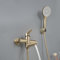 PHASAT grifo de bañera con ducha de mano de acero inoxidable juego de ducha de pared grifo de bañera de baño oro caño giratorio de 90 ° PTBG04E