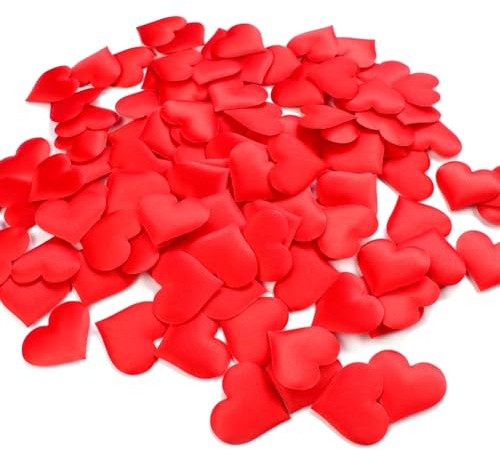 Wisafory 500 Stück Herz Konfetti Stoff Schwamm Herzkonfetti Romantische Hochzeit Tischkonfetti Herzen Streudeko für Hochzeit Weihnachten Valentinstag Party Tischdekoration 3.5cm Rot