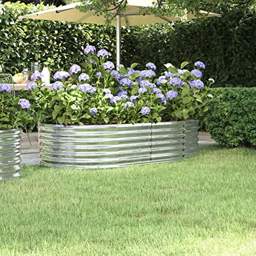 BaraSh Jardinera arriate Acero Recubrimiento Polvo Plata 152x80x36 cm Huerto Vertical Macetas Exterior Grandes