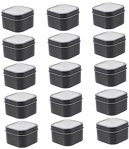 SEWOART 15pcs Metal Square Tins Candle Making Containers Lids Storage Tins Lids for DIY