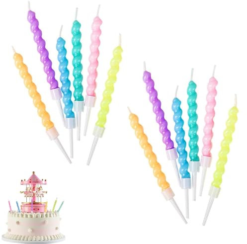 BOBOZHONG Geburtstagskerz 12 Stück Hohen Gedrehter Kerzen Für Torte, Party und Hochzeit
