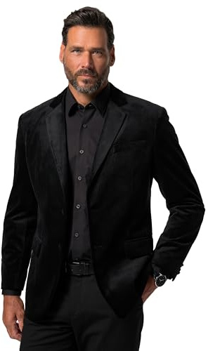 JP 1880 Herren große Größen Übergrößen Menswear L-8XL Samt-Sakko, Revers, Knopfverschluss, bis 72 schwarz 72 833304100-72