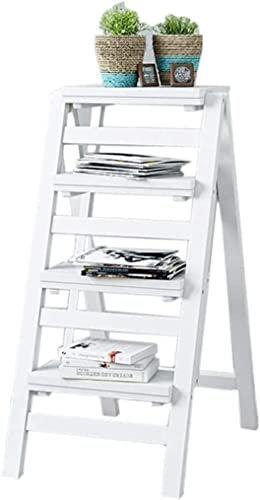 Folding Ladder Stool Chair for Adults Household Four Tier Seat Shoe Rack Portable Flower Shelf Library Kitchen Office Steps Widened Multi Functional Foldable Step Ladder for Home and Office