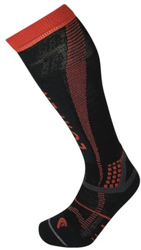 Lorpen T3 - Calcetines de esquí ecológicos para hombre, ideales para deportes de invierno, ecológicos y sostenibles, altos y acolchados, color negro/naranja, talla L