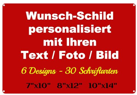 Schilder - Personalisiertes Aluminiumschild – Wunschtext, Foto & Logo – Ideal für Garage, Hotel, Schule, Parkplatz, Carport, Firma, Garten & Wohnadresse (Farbe2)