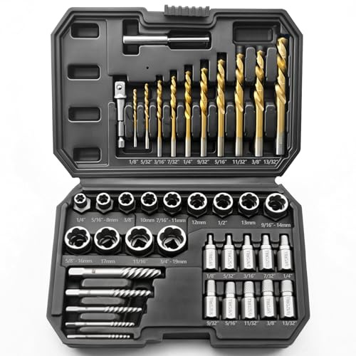 Greywolf 40 pcs Screw Extractor and Bolt Extractor Set，Left-Handed Drill and Easy Extractor，2-in-1 Nut Extractor ，Bolt nut Remover，for Stripped, Rusted, Broken Screws, Nuts